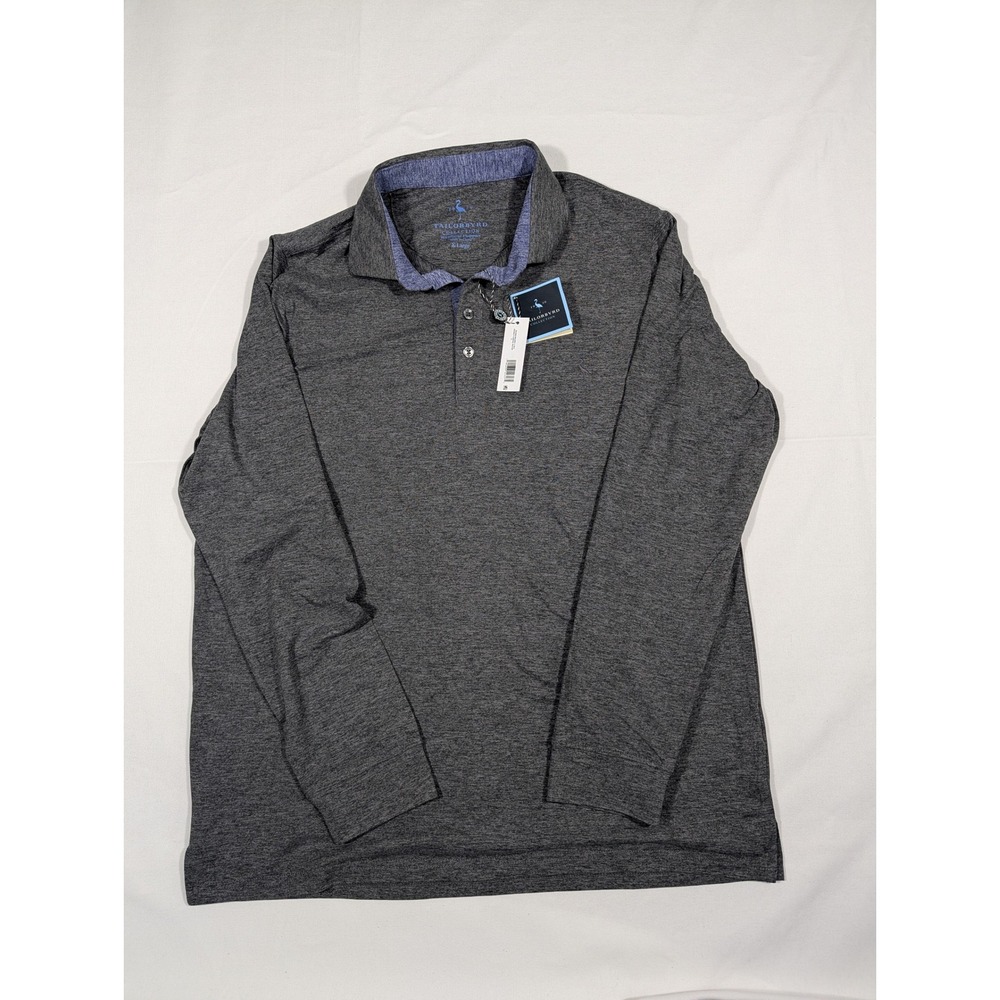 TAILORBYRD‎ COLLECTION Long Sleeve Polo Shirt Heather Gray Mens XLarge NWT